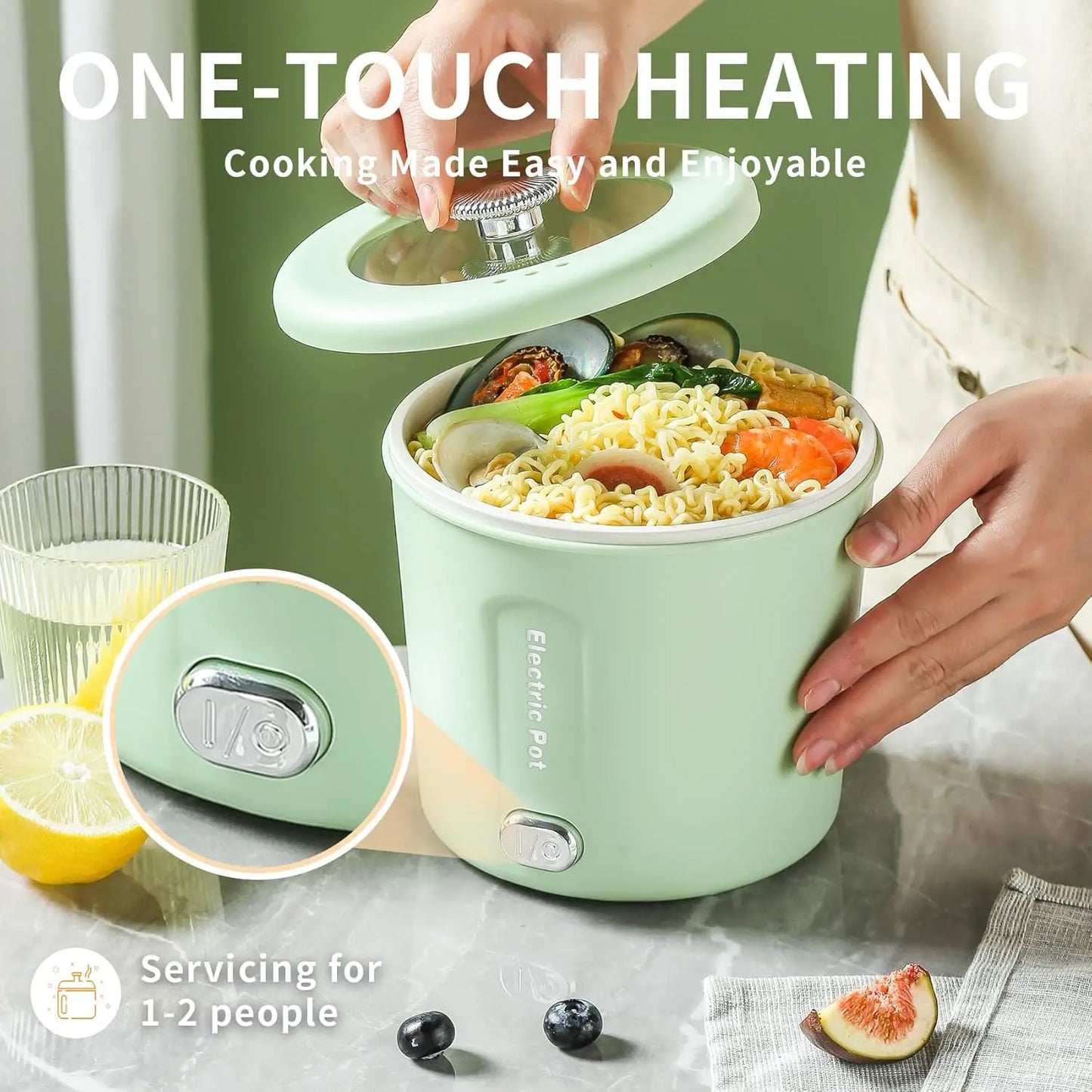 Hot Pot Electric 1L Mini Ramen Cooker 450W Rapid Noodles Cooker Multifunctional Electric For Cooking Pasta Egg Soup