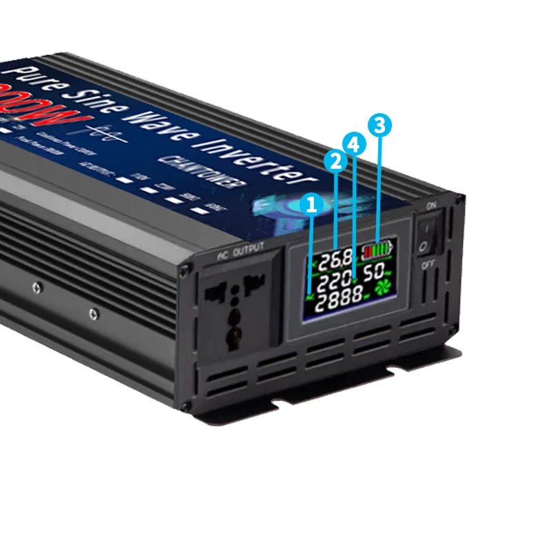Pure Sine Wave Inverter 12V 24V 110V 220V 2000W 3000W 4000W 5000W DC To AC Portable Power Converter Solar Inverter
