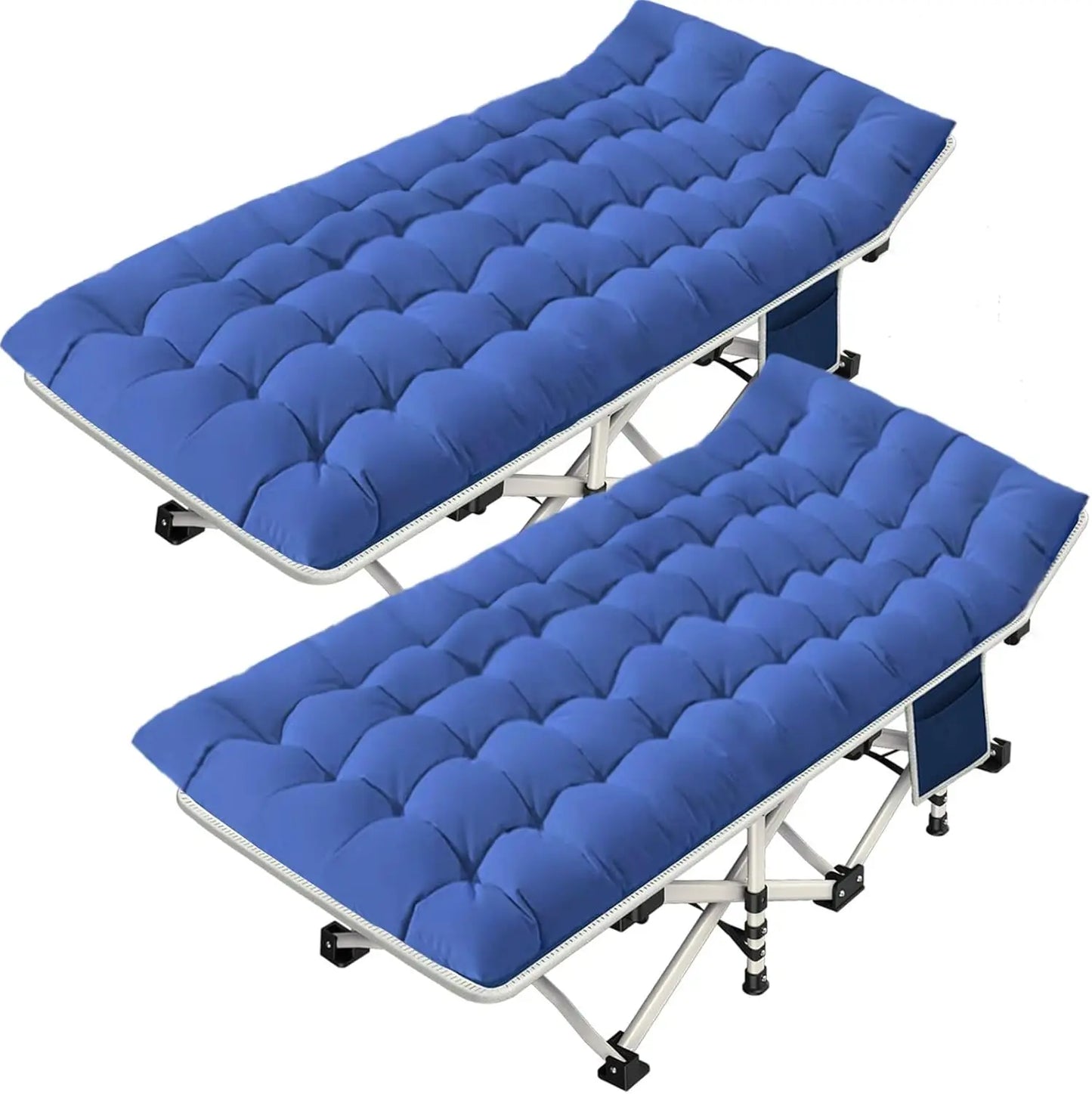 2 Pack Oversize XXL Camping Cot with Mattress Comfortable Extra Wide Sleeping Bed for Adults with Carry Bag