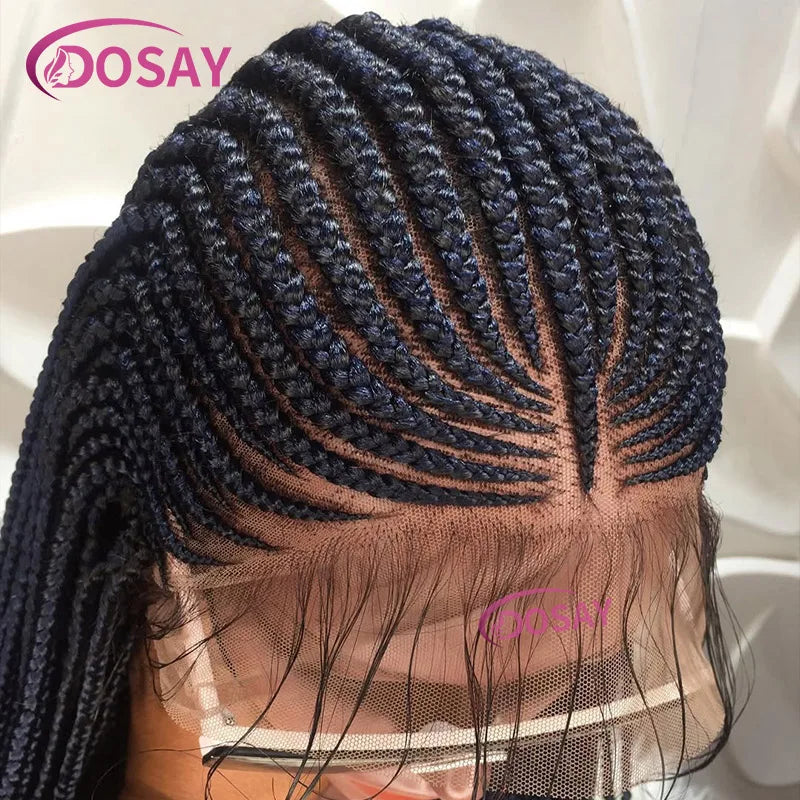 32" Synthetic Braided Wigs For Women Full Lace Front Wig Cornrow Braid Lace Wig Braiding Hair Middle Part Wig Daily Use