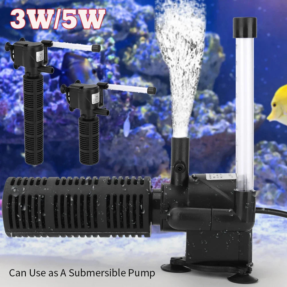 3 in 1 Silent Aeration Water Purifier Internal Pump Submersible Aquarium Oxygen Filter Fish Tank Submersible Water Purifier