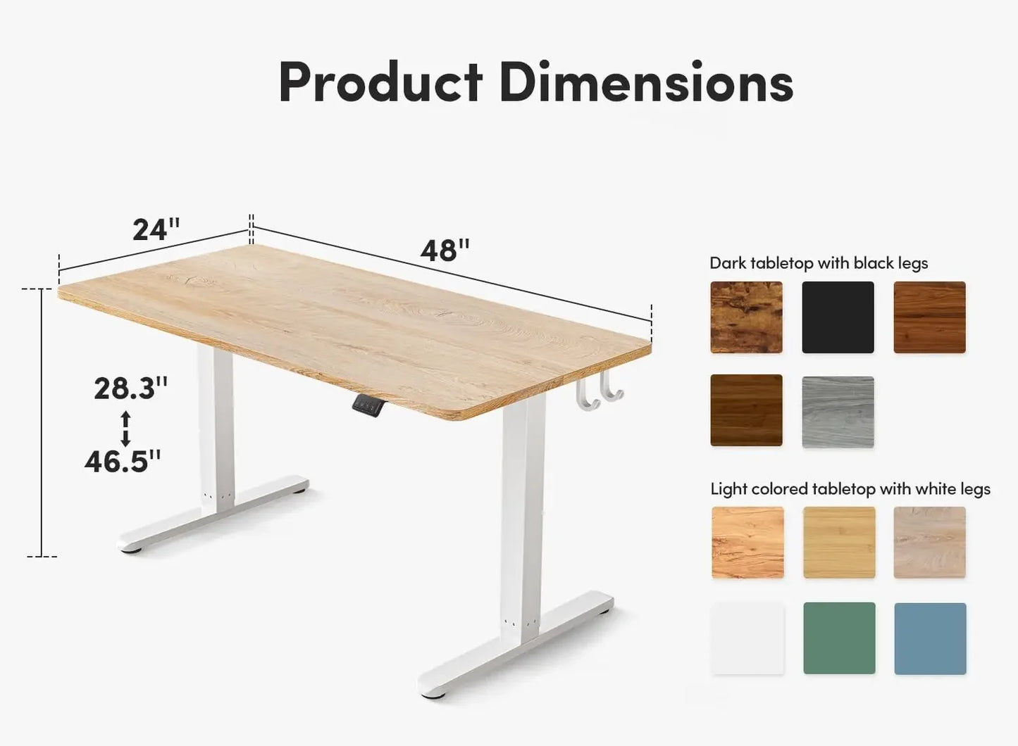 Height Adjustable Standing Desk 48x24 Sit Stand Workstation for Home Office Oak