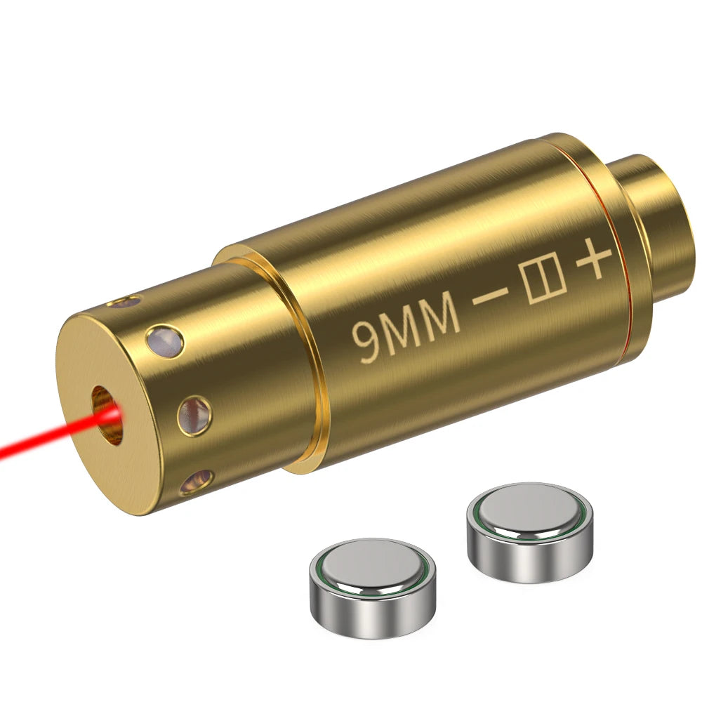 9MM Optics Cartridge Red Dot Laser Bore Brass 9MM Bore Boresighter For Pistol Rifle Scope Hunting Accessories 6 Batte