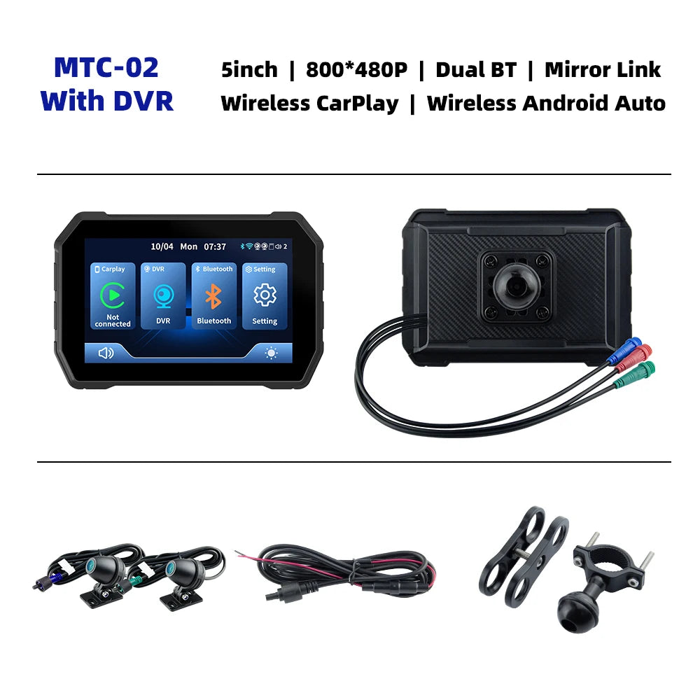 EKIY 5 Inch Wireless CarPlay and Android Auto Portable Motorcycle GPS Navigation Display Screen