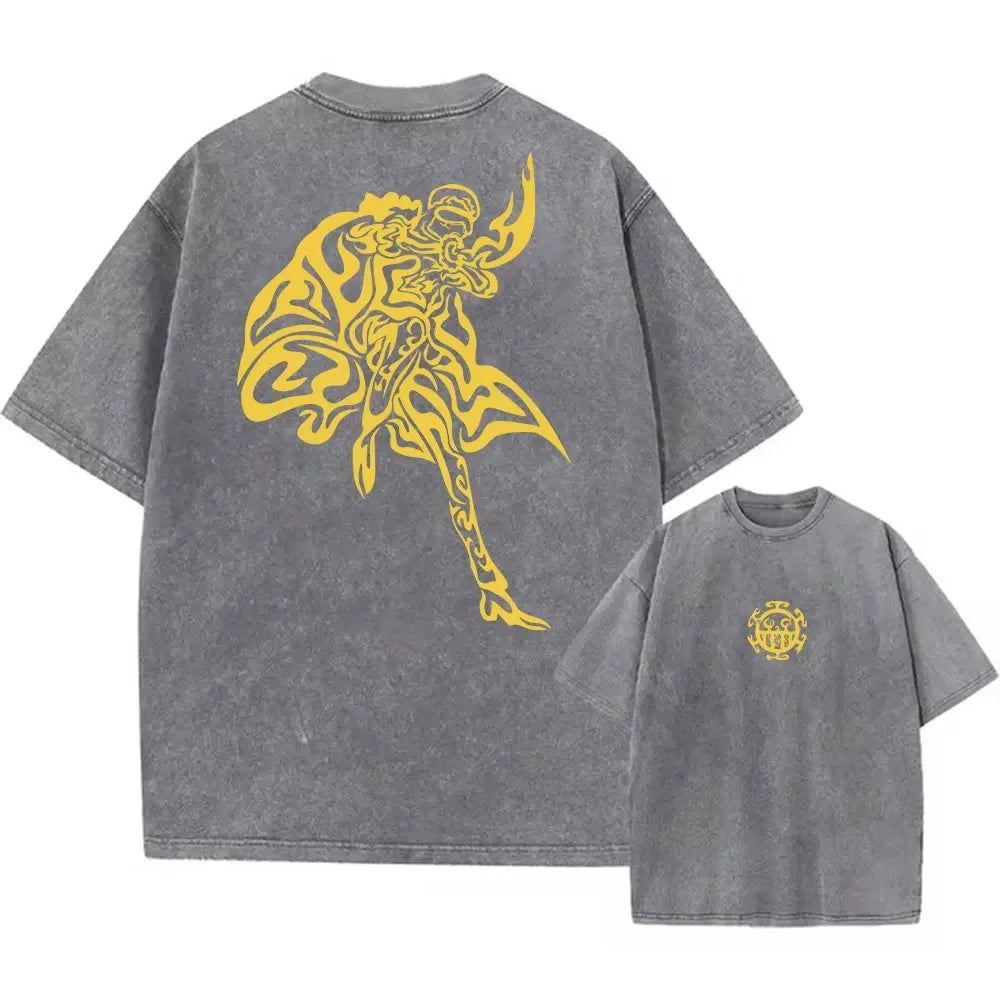 Hip Hop Men Streetwear T Shirt Retro Vintage Washed Tops