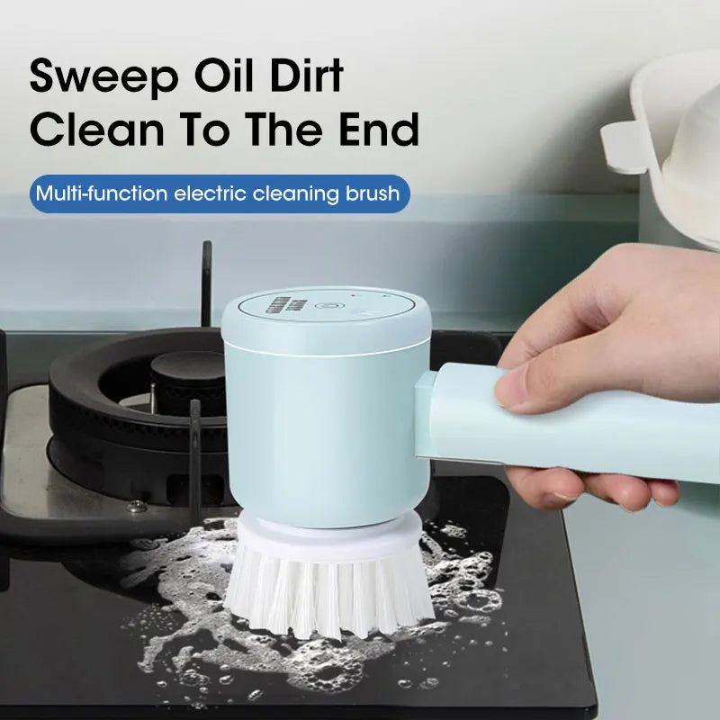 Electric Spin Scrubber Bathroom Cordless Cleaning Brush with 5 Replaceable Brush Heads