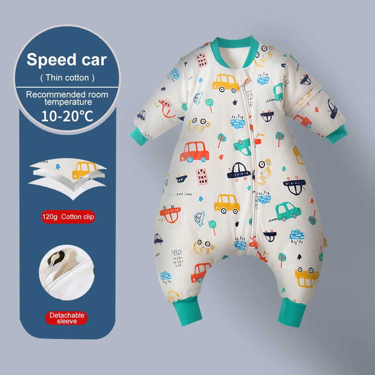 Baby Cartoon Split Legged Sleepsacks With Detachable Sleeves For Boys And Girls Children's Sleeping Bag Autumn And Winter Thickened Cotton