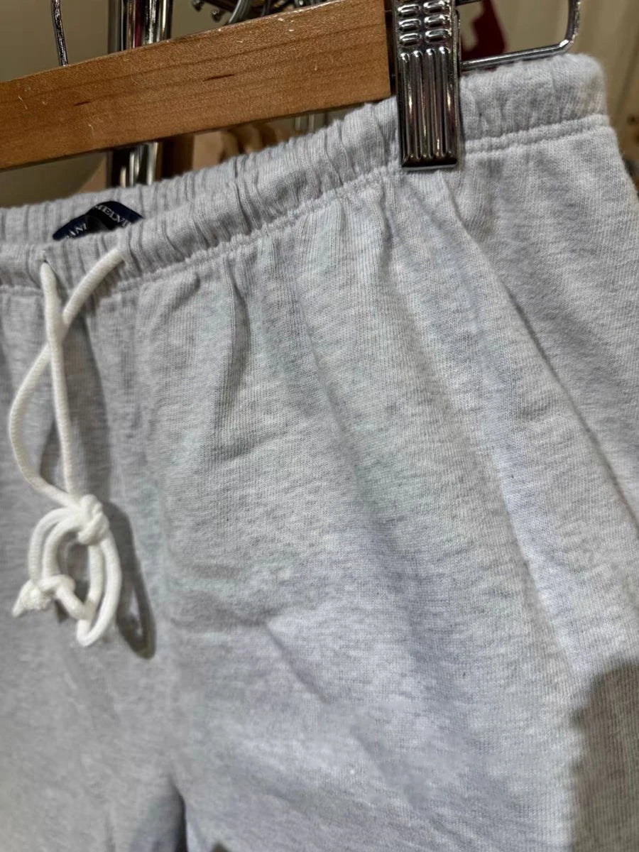 Solid Drawstring Straight Sweatpants for Women High Waist Autumn Casual Cotton Trousers