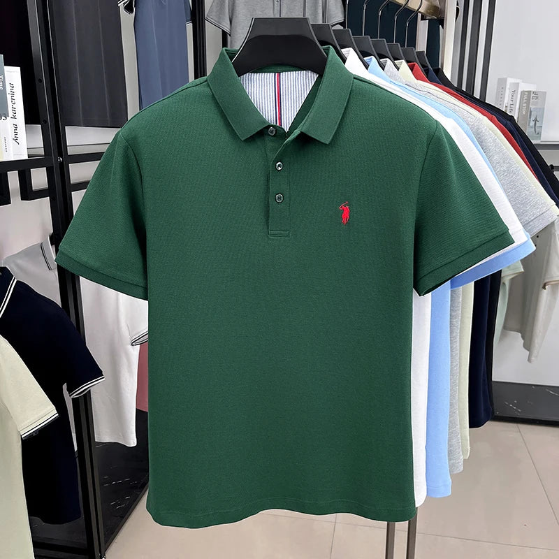 High End Brand Pure Cotton Short Sleeve Polo Shirt Men Summer Fashion Exquisite Pony Embroidery Comfort Business Casual T-Shirt
