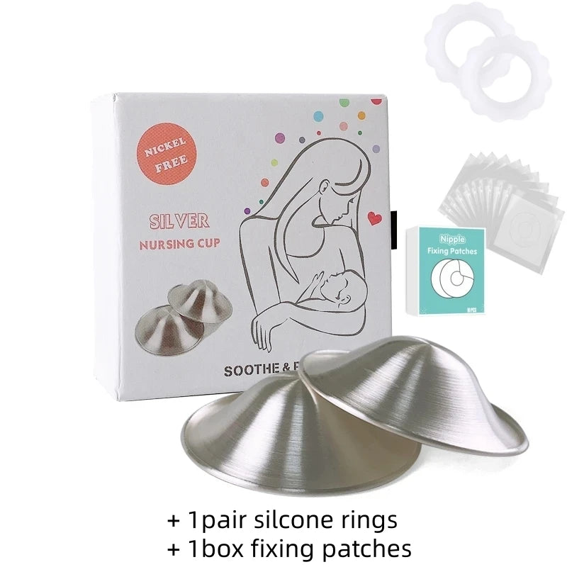 The Original Silver Nursing Cups Nipple Shields for Nursing Newborn Nipple Protectors Tri Laminate Silver