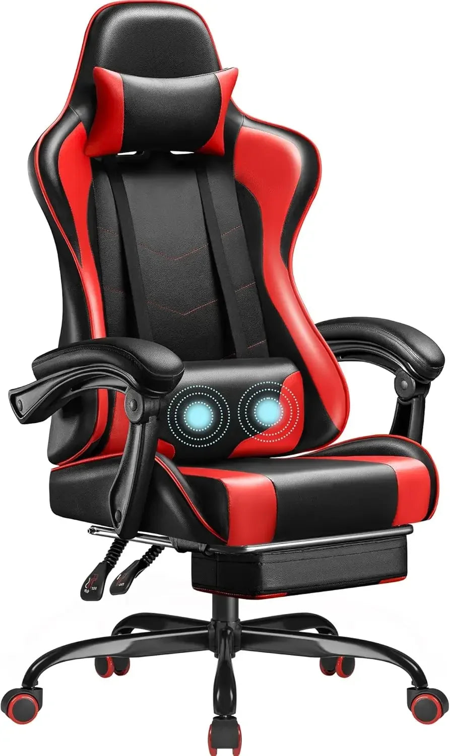 Gaming Chair with Footrest and Massage Lumbar Support Ergonomic Computer Chair Height Adjustable with Swivel Seat