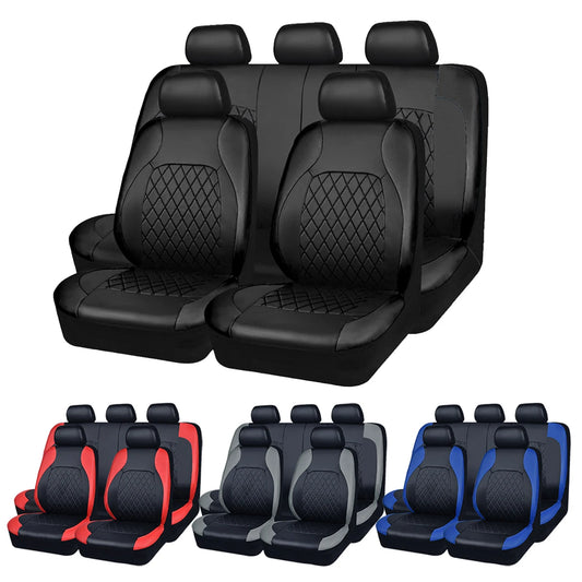 All Season Quilted PU Leather Car Seat Cover Full Surrounded Seat Protector Waterproof Universal Fit Sedan SUV Pickup Truck Seat