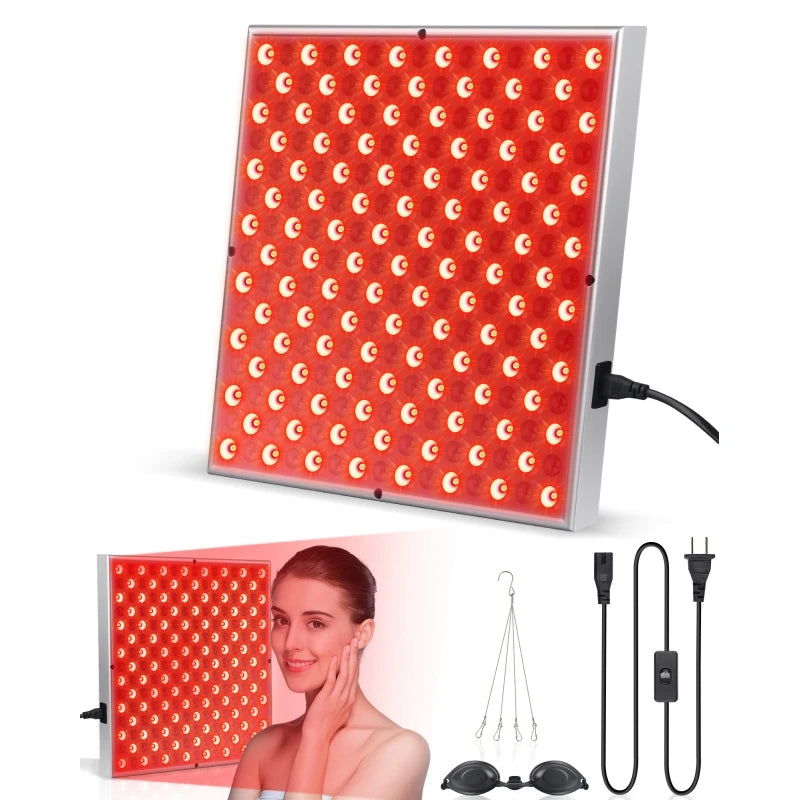 LED Red Light Therapy Panel Lamp for Facial Anti Aging Skin Care and Body Pain Relief with 225 LED Lights