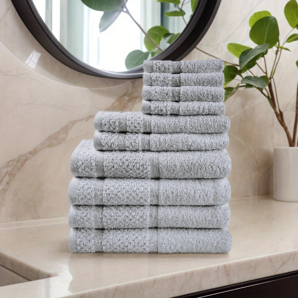 Deluxe 10 Piece Towel Set in White for Supreme Softness and Long Lasting Durability