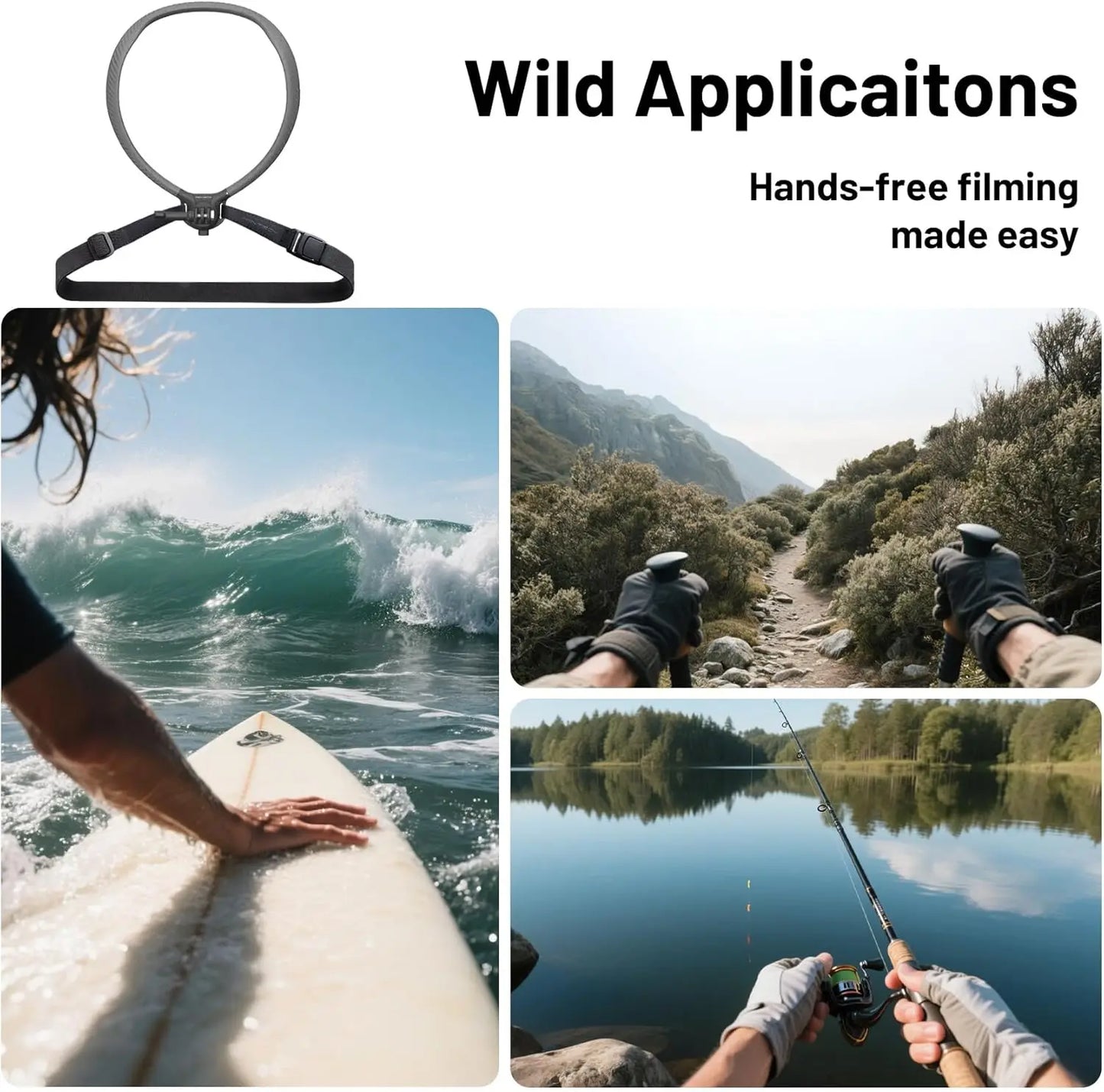 PGYTECH Caplock Neck Hold Mount Chest Mount For GoPro 12/11/10 Insta360/DJI Osmo Action Silicone Action Camera/Phone Accessories