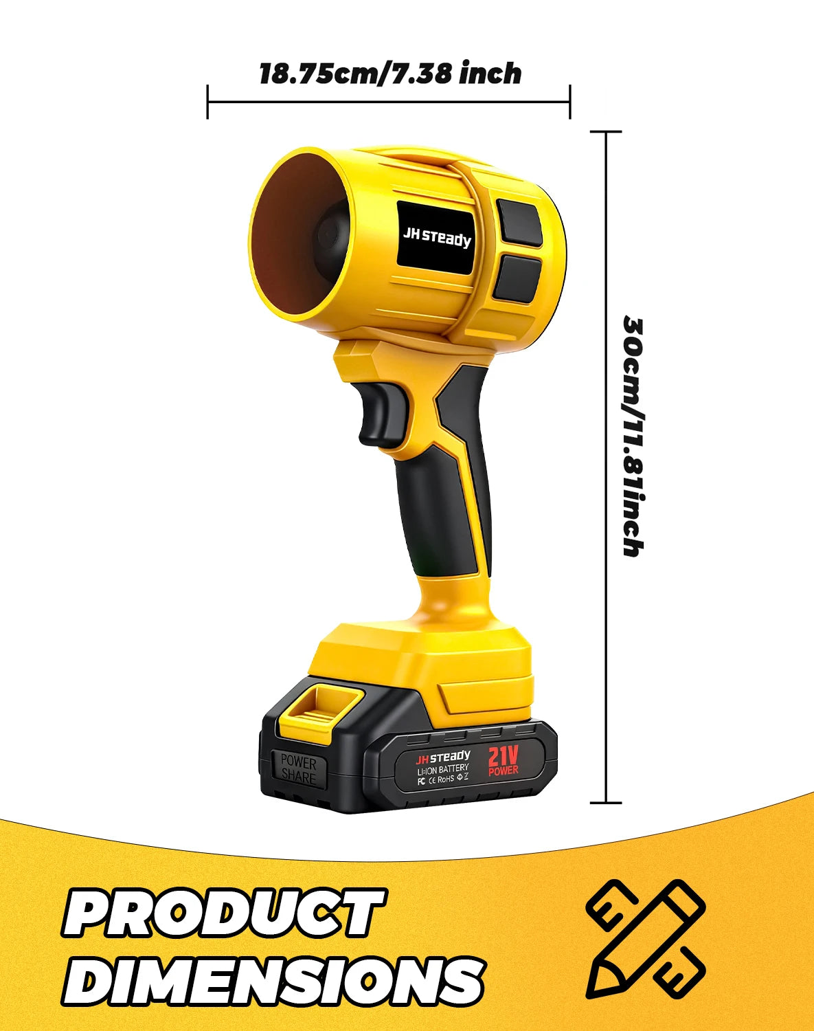 Blower Turbo Jet , 21V Cordless Leaf Blower Handheld with 4000mAh, Variable Speed, Mini Handheld Blower for Lawn Patio Garage Ca