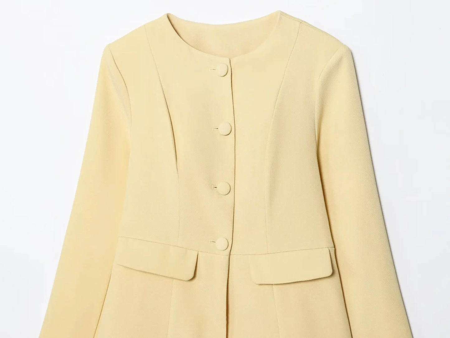 TRAF autumn new 2025 women's clothing minimalist style single breasted round neck long sleeved flip pocket slim fit suit jacket