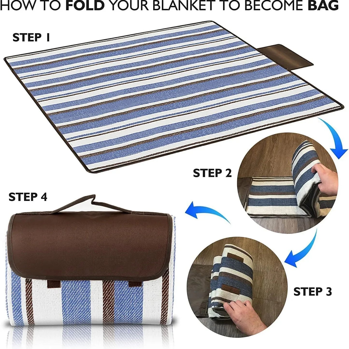Waterproof Sandproof Foldable Outdoor Extra Large Picnic Blanket Fashion Handy Tote Beach Mat for Spring Summer Camping