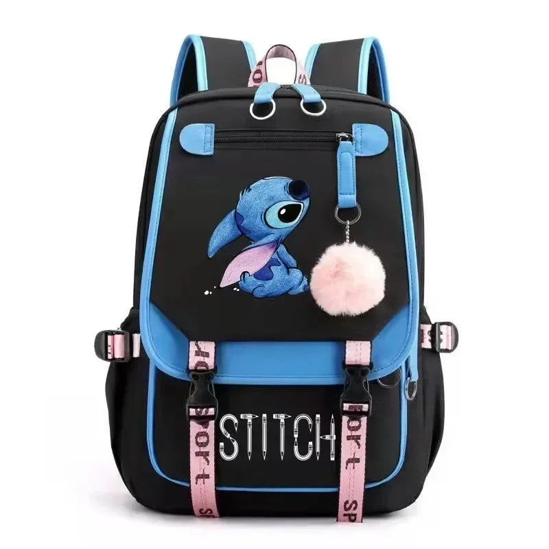 Miniso Disney 2025 New Series Cute Stitch Casual USB Charging Backpack Large Capacity Fashion Zipper High Quality Softback