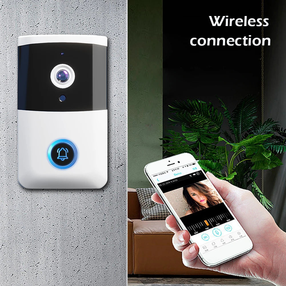 WiFi Wireless Video Doorbell IR Night Vision Doorbell Camera Two-way Audio Smart Door Bell for Home Security Alarm System