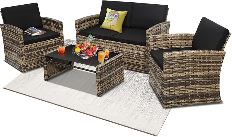 XMSJ 8 Piece Outdoor Wicker Rattan Patio Sectional Set