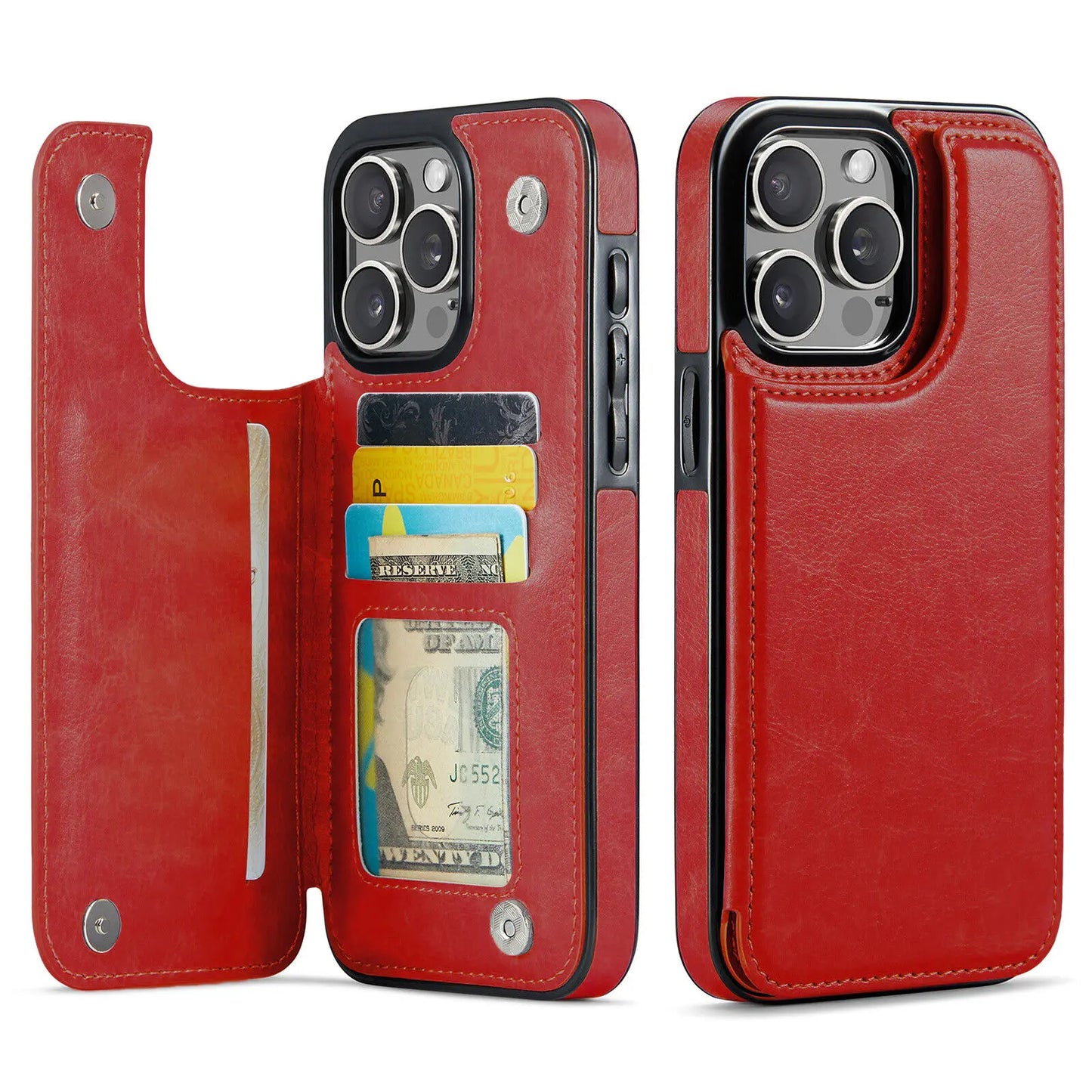 Wallet Card Holder Case for iPhone 16 15 14 13 12 11 Pro Max XS XR Leather Cover