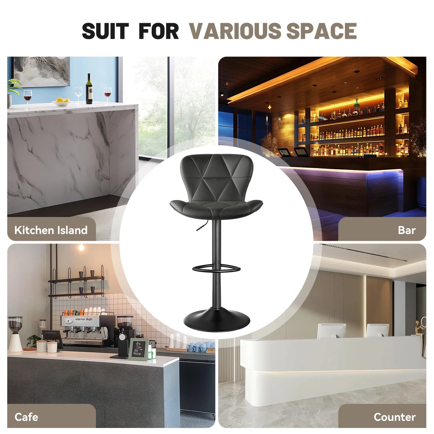 Nalupatio Bar Chair With 360 Degree Rotation Adjustable