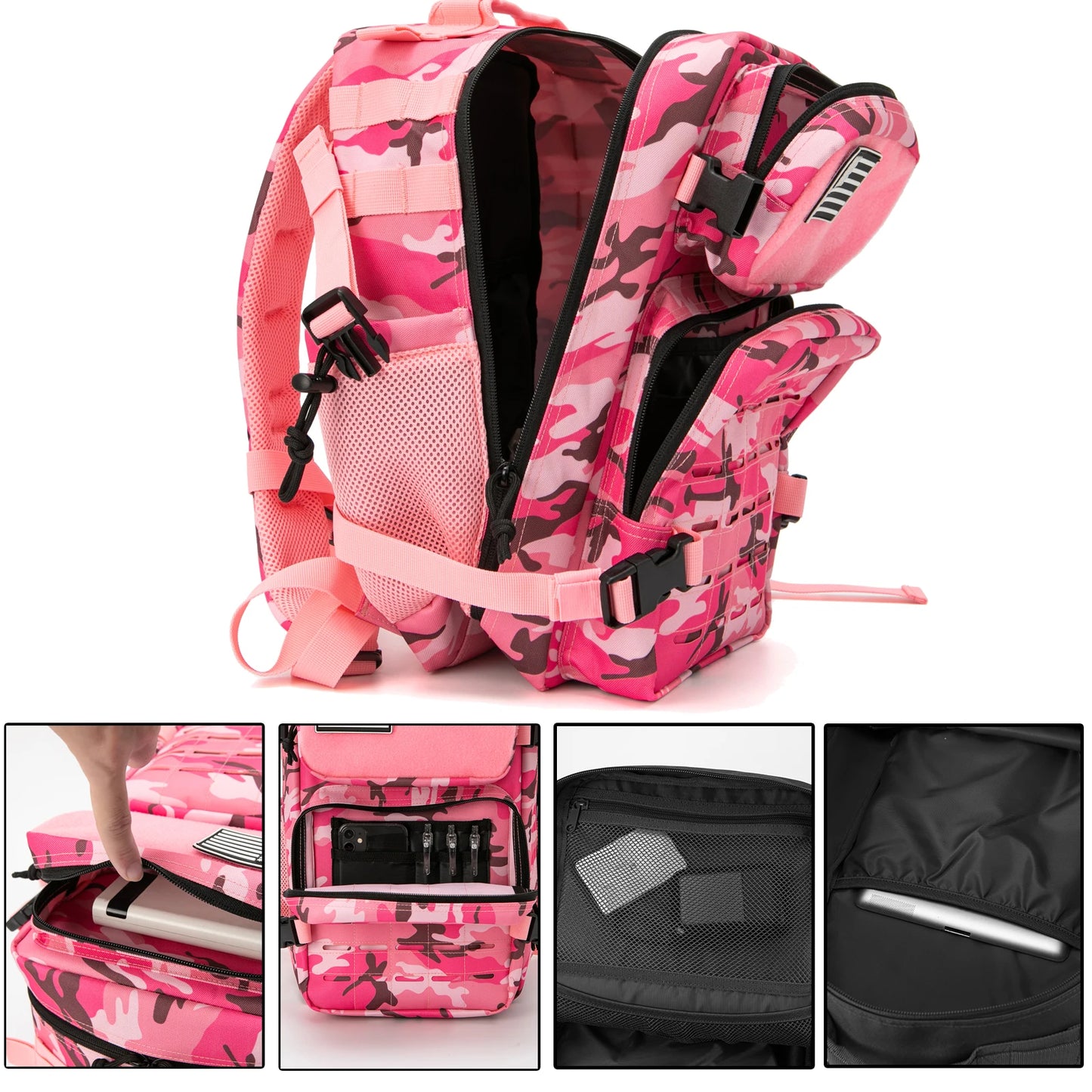 25L/45L Tactical Backpack for Women/men Outdoor Hiking Laser Cut Molle Daypack School Bag Gym Rucksack with Dual Cup Holder