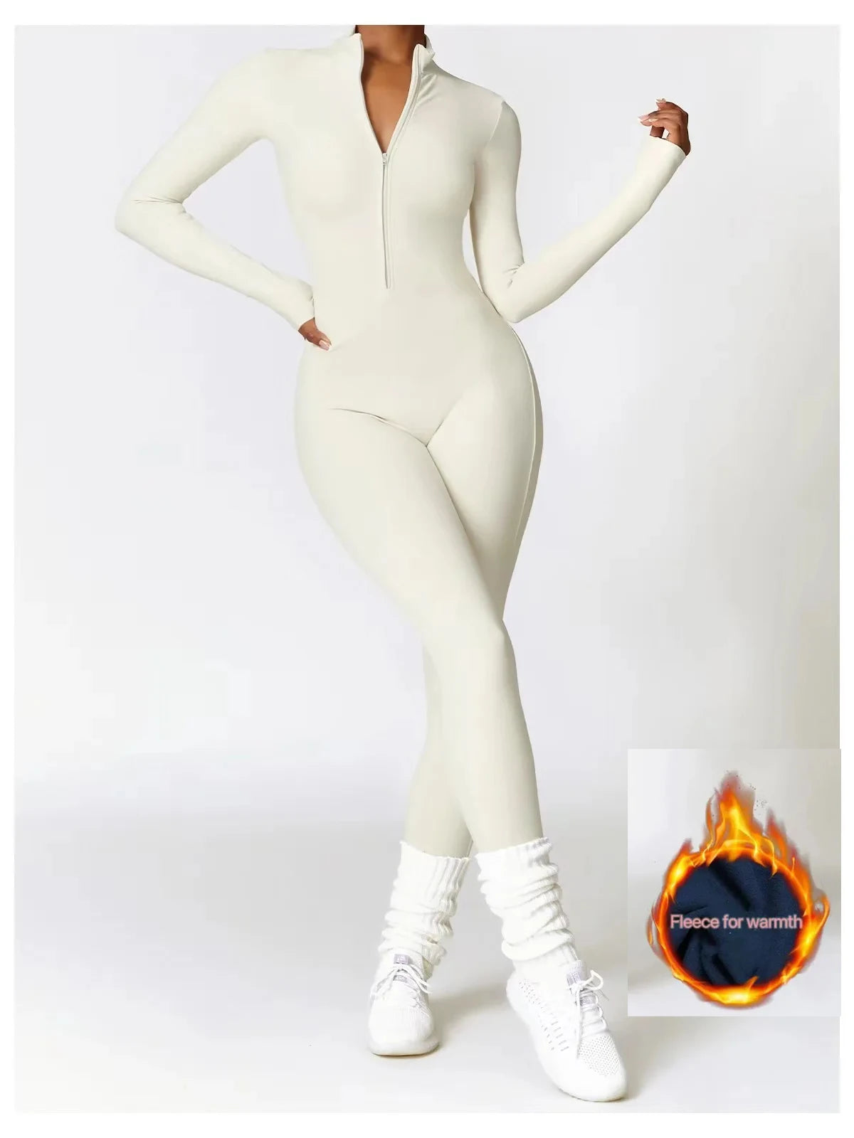 Winter Autumn Women's One Piece Yoga Jumpsuit Solid Polyester Spandex