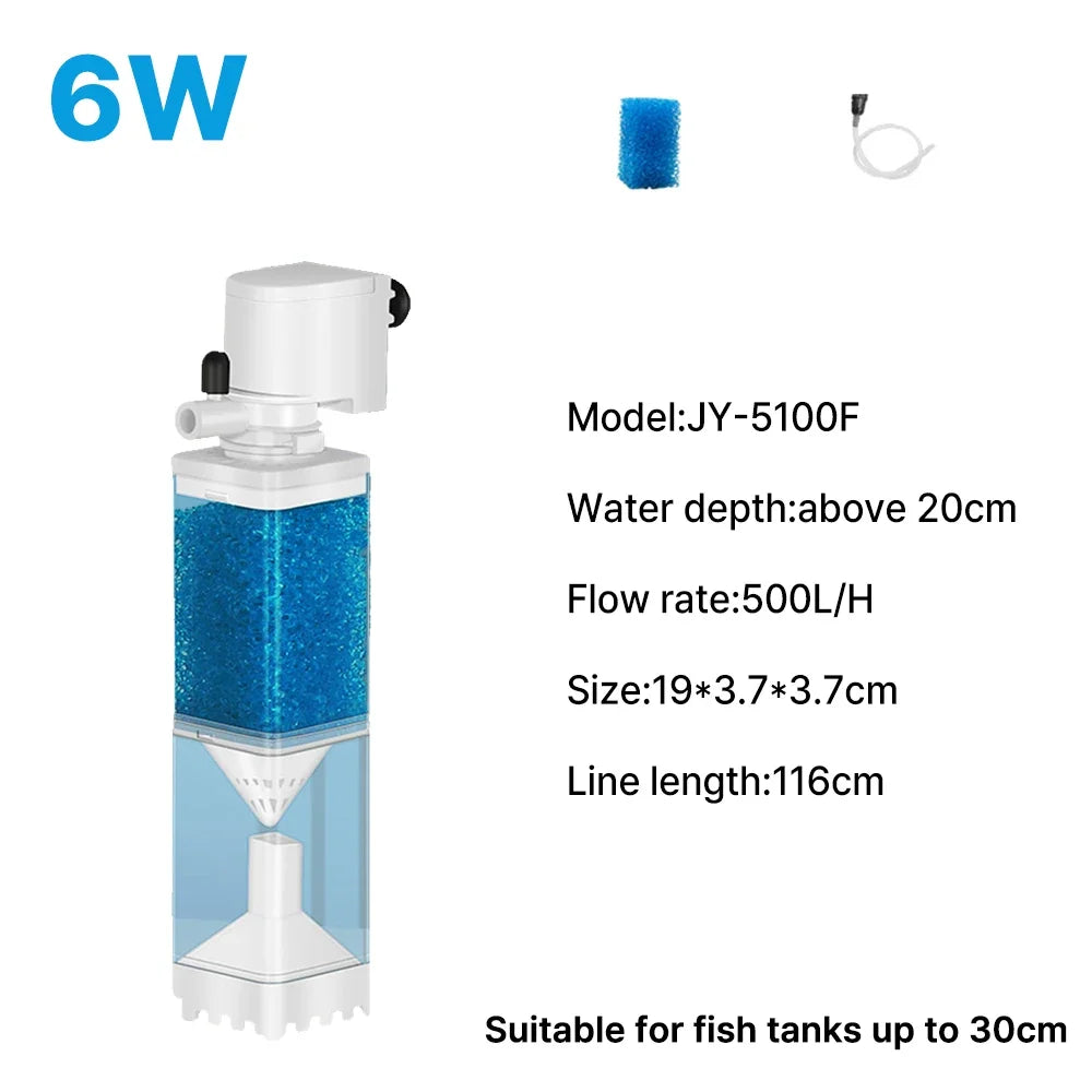 Aquarium Filter Pump Fish Tank Submersible Silent Air Oxygen Aerator Internal Water Pump Aquarium Air Pump Wave Maker 220v