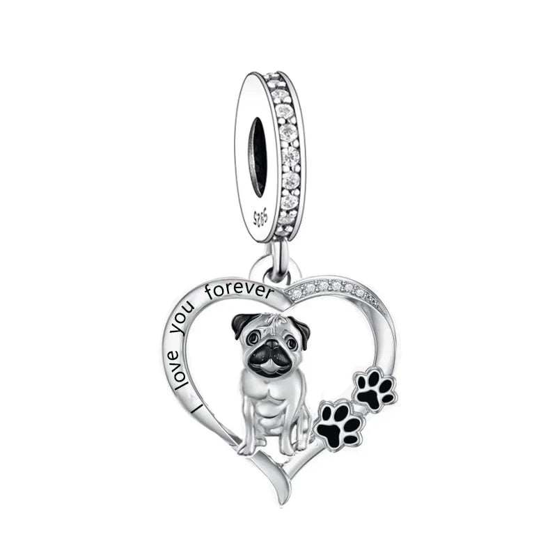Huoonew Fit Original Pan Charm Bracelet 925 Silver I Love You Forever Yorkshire Dog Bead DIY Memorial Berloque