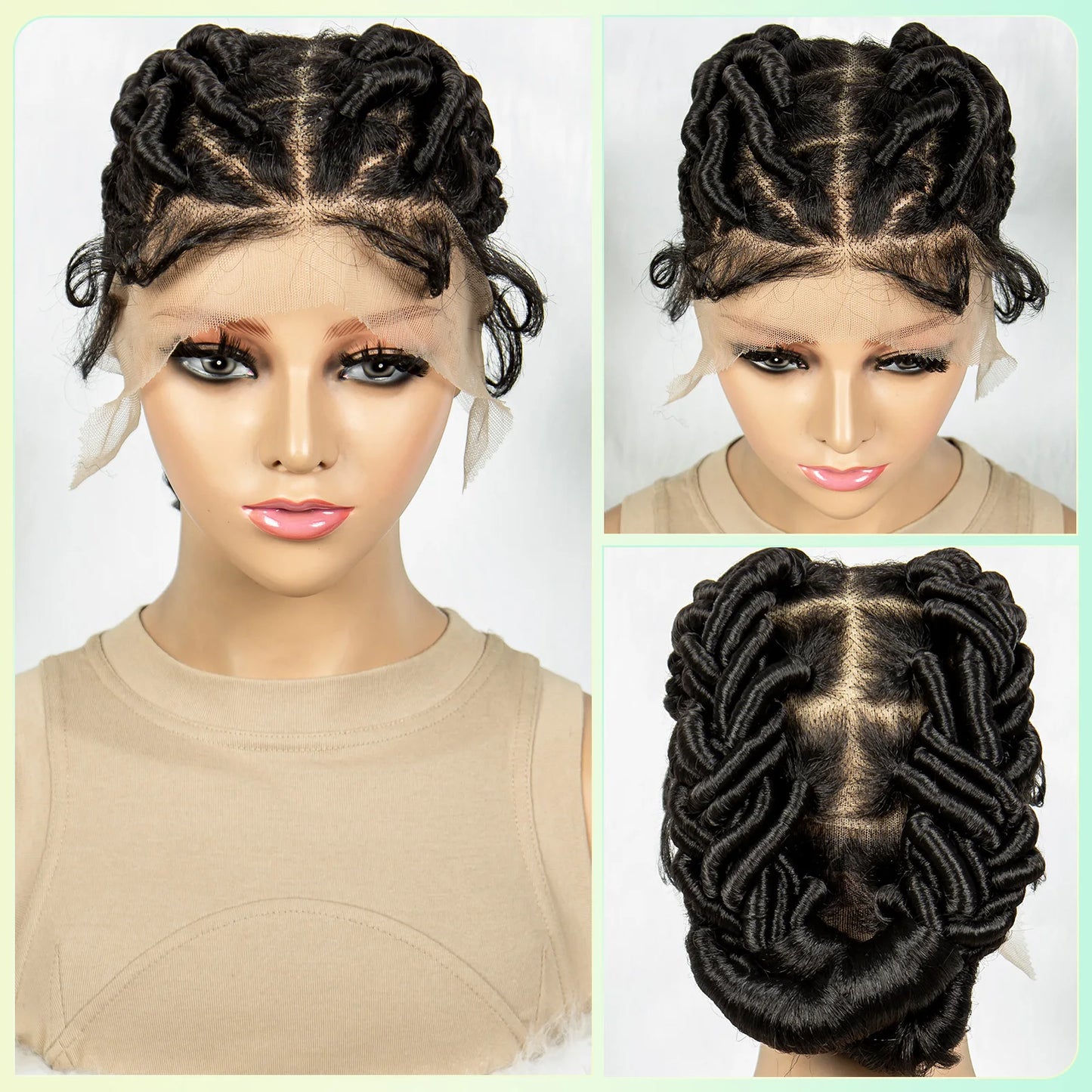 Full Lace Braided Wigs Crochet Twisted Wigs Synthetic Knotless Cornrow Transparent Lace Front Wigs for Black Women
