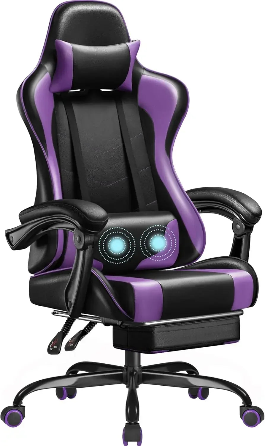 Gaming Chair with Footrest and Massage Lumbar Support Ergonomic Computer Chair Height Adjustable with Swivel Seat
