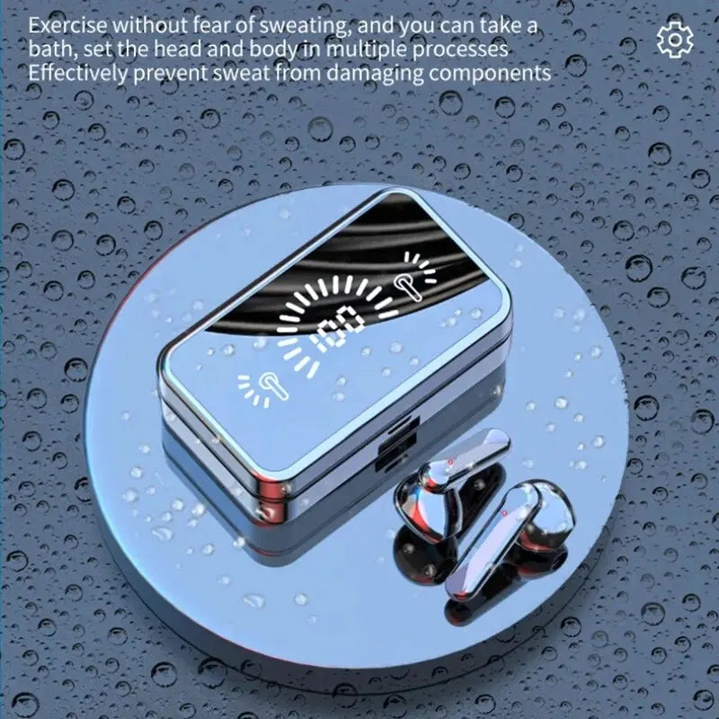S20 Bluetooth Earphones Headphones Mirror Wireless Stereo Headset 5.3 Digital Display Touch Control Sports Earbuds for Gaming