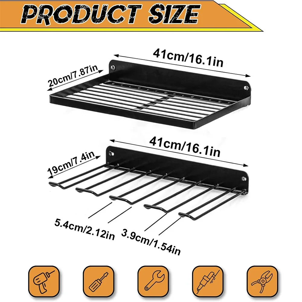 2 Pack Power Tool Wall Mount Holder Heavy Duty Metal Utility Rack Storage Organizer for Workshop Garage
