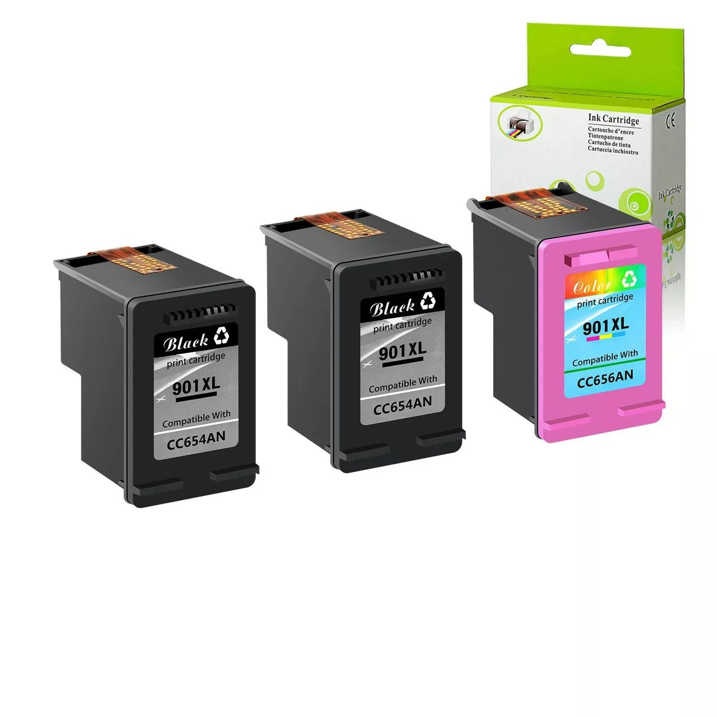 901XL Ink Cartridges High Yield Black Tri Color Replacement for HP Officejet Printers