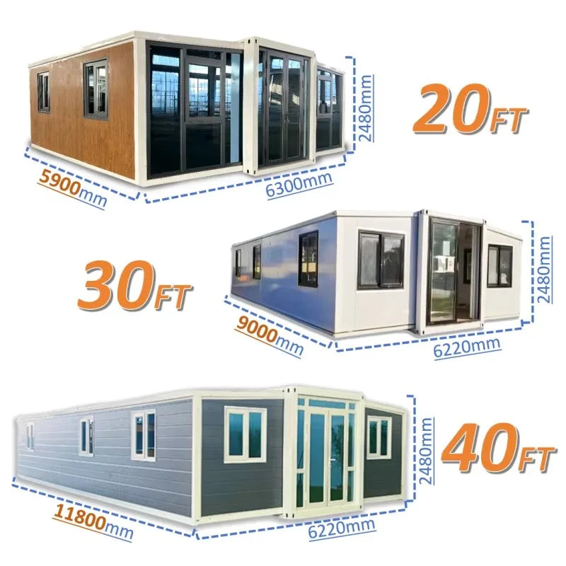 Expandable Container House Ready Made 40Ft 20Ft Prefabricated Mobile Tiny Home Steel Portable Home 2 3 4 5 Bedrooms