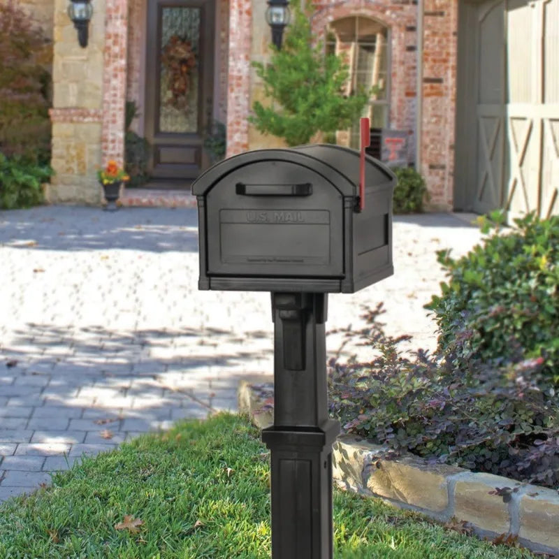 Grand Haven Plastic Mailbox and Post Kit Black Extra Large