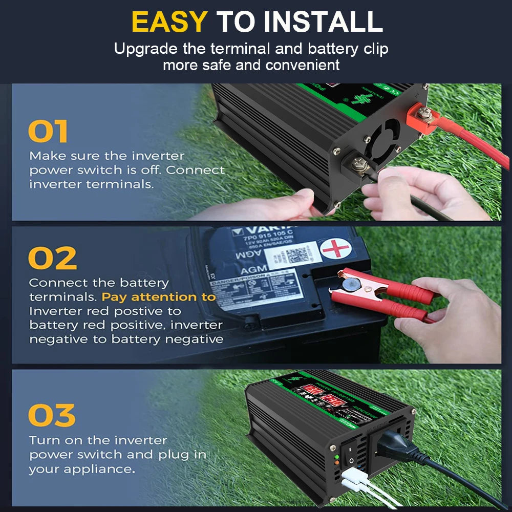 4000W DC 12V To AC 110V 220V Dual USB LCD Display Solar Inverter Portable Power Bank Car Converter For Camping RV