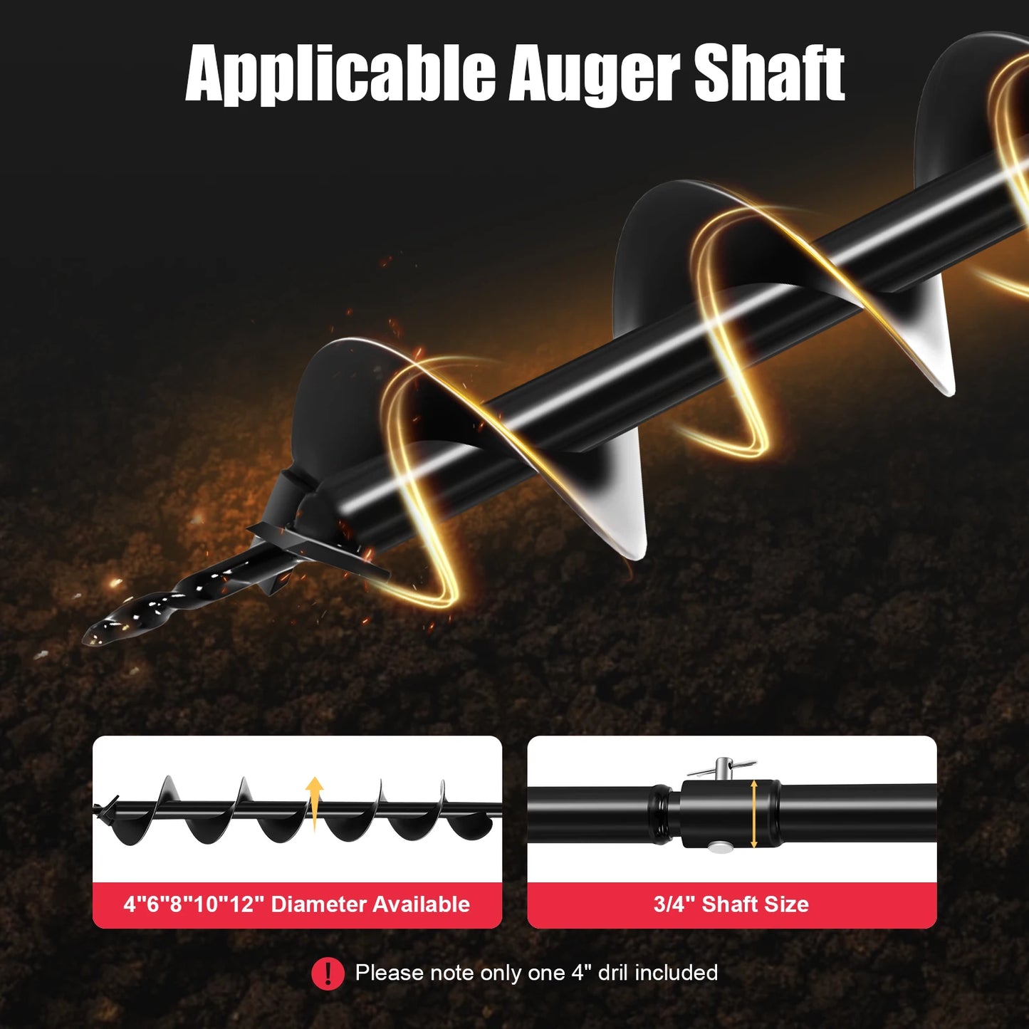 1500W Electric Post Hole Digger with 4inch Dril Earth Auger Digging Dril Planting Drill Holdhand Post Hole Auger for Garden