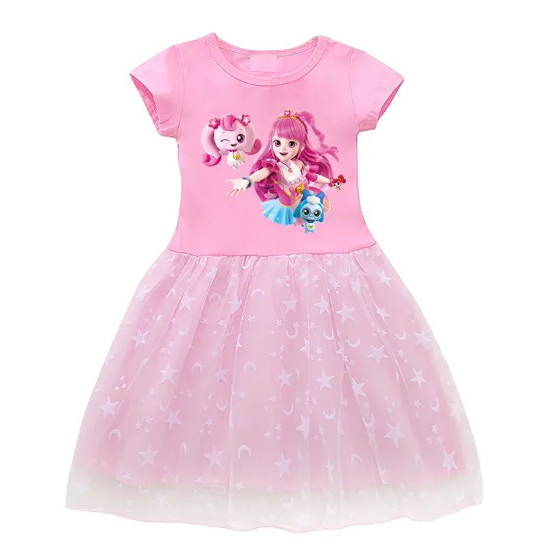 Kids Cotton Knee-Length Dress for Girls Birthday Party Princess Costume Halloween Cosplay
