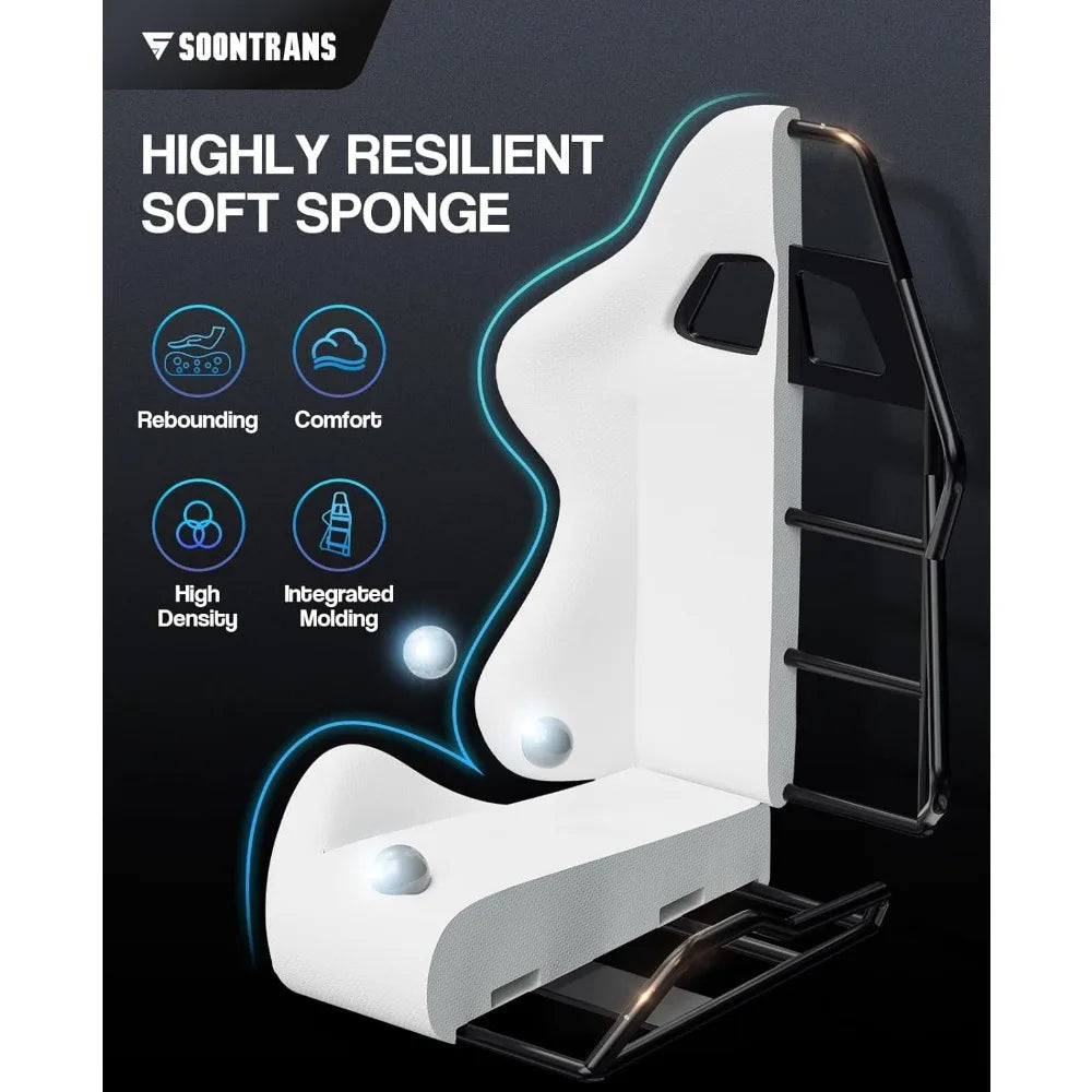 Gaming Chair Racing Style with Footrest Massage Lumbar Support and Adjustable Headrest