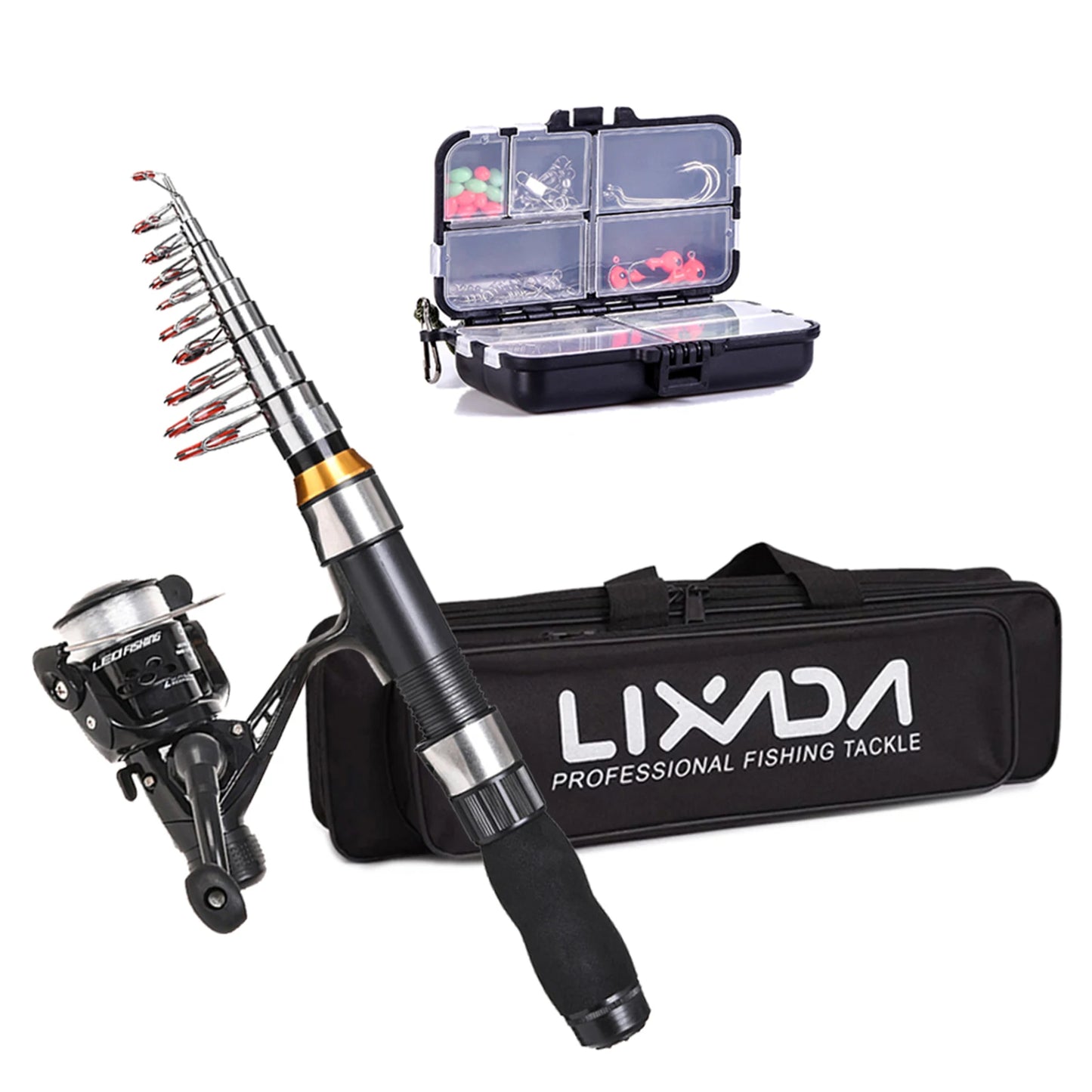 Lixada 2.1m 2.3m Telescopic Fishing Rod Reel Combo Full Kit Carbon Fiber Pole Spinning Reel Fishing Bag Case Pesca Gear Set