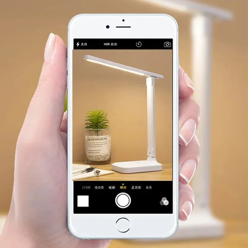 Folding Table Lamp Eye Protection Touch Dimmable LED Desk Lamp for Bedroom Bedside Study and Student Reading USB Plug-in Night Light