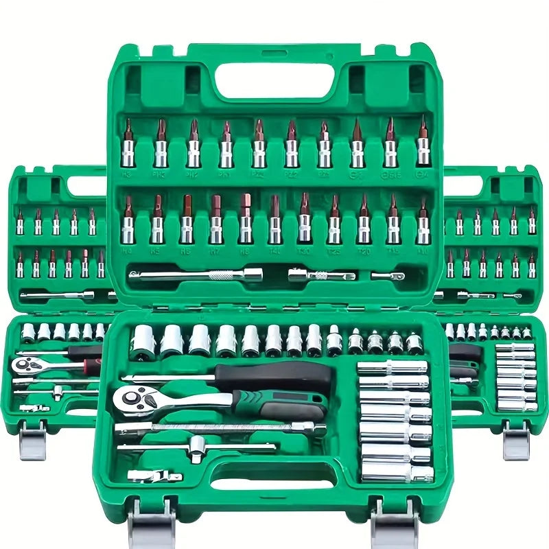 53pcs, 1/4 Inch Drive Socket Ratchet Wrench Set, Bit Socket, Metric And Extension Bar Set For Automotive Repair﻿