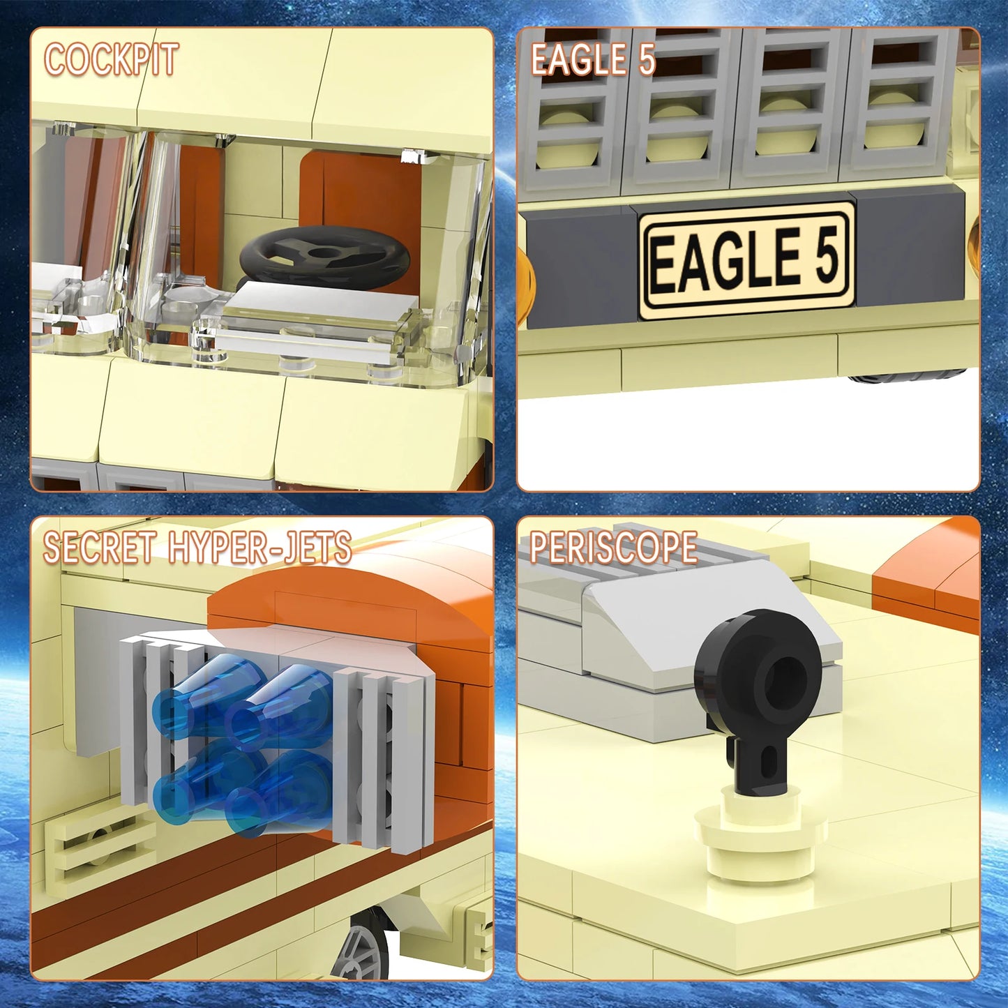 Eagle 5 Building Blocks Set - Space Balls Travel Car, Nostalgic Movie Collection Model, Birthday & Holiday Gift for Kids & Adult