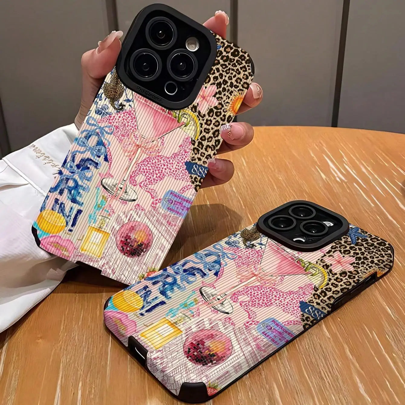 Fashion Leopard Pattern Phone Case for Fall Anti Drop Protector Cover Compatible with iPhone 16 Pro Max 15 Pro 14 Plus 13 12 11