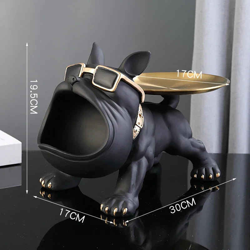 30cm Bulldog Figurine Dog Statue Storage Box Resin Craft Art Sculpture Home Decor Puppy Ornament