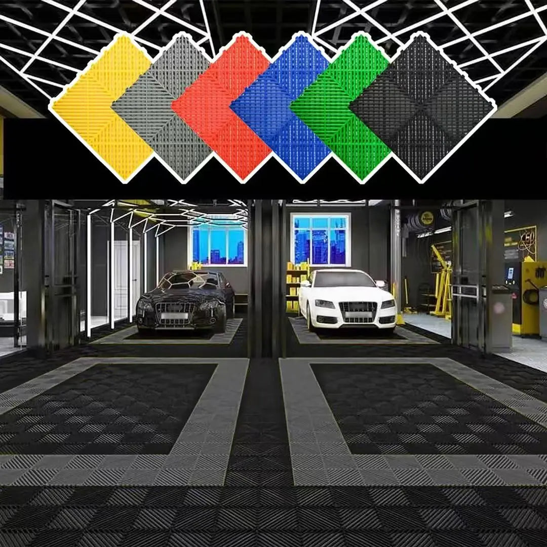 20 Pack Interlocking Drainage Tiles, 15.7 * 15.7 inch Rubber Floor Tiles, Double Non-Slip Tiles Mat Garage Floor Mat with Drain