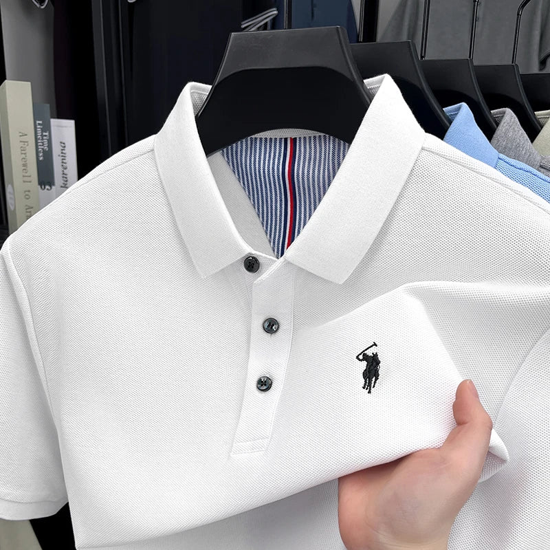 High End Brand Pure Cotton Short Sleeve Polo Shirt Men Summer Fashion Exquisite Pony Embroidery Comfort Business Casual T-Shirt